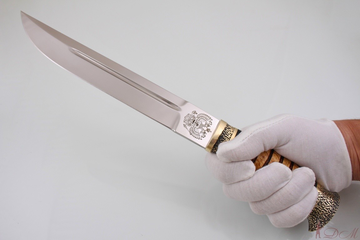 Нож казачий "Пластунский" сталь х12мф. Рукоять карельская береза.