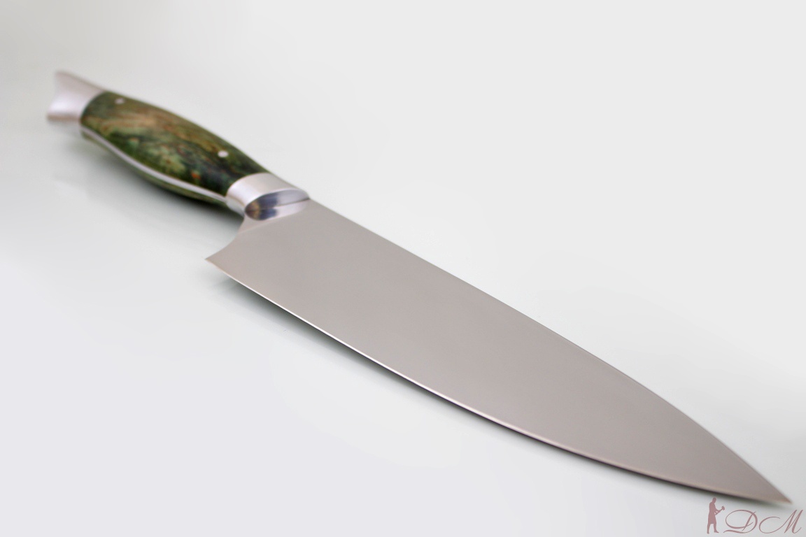 Поварской нож серии "Рататуй" 95х18. Рукоять карельская береза (зеленая).