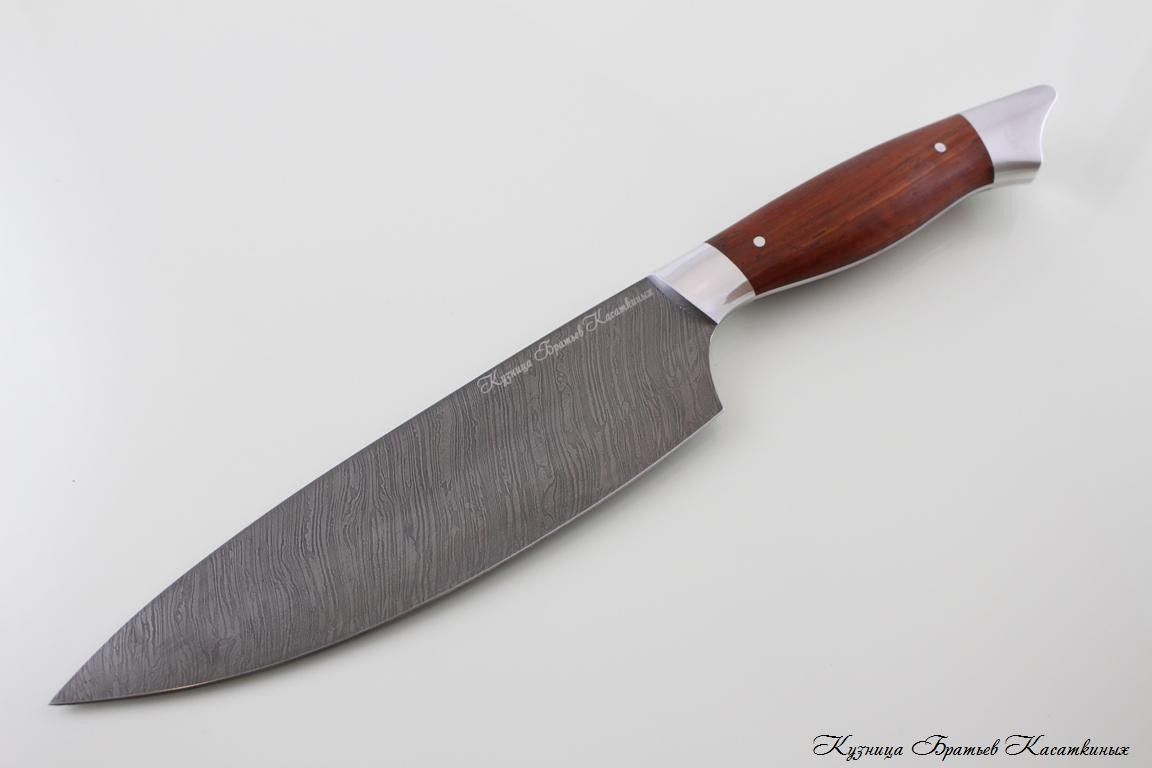 Chef's Knife. Damascus Steel. Padouk Handle  