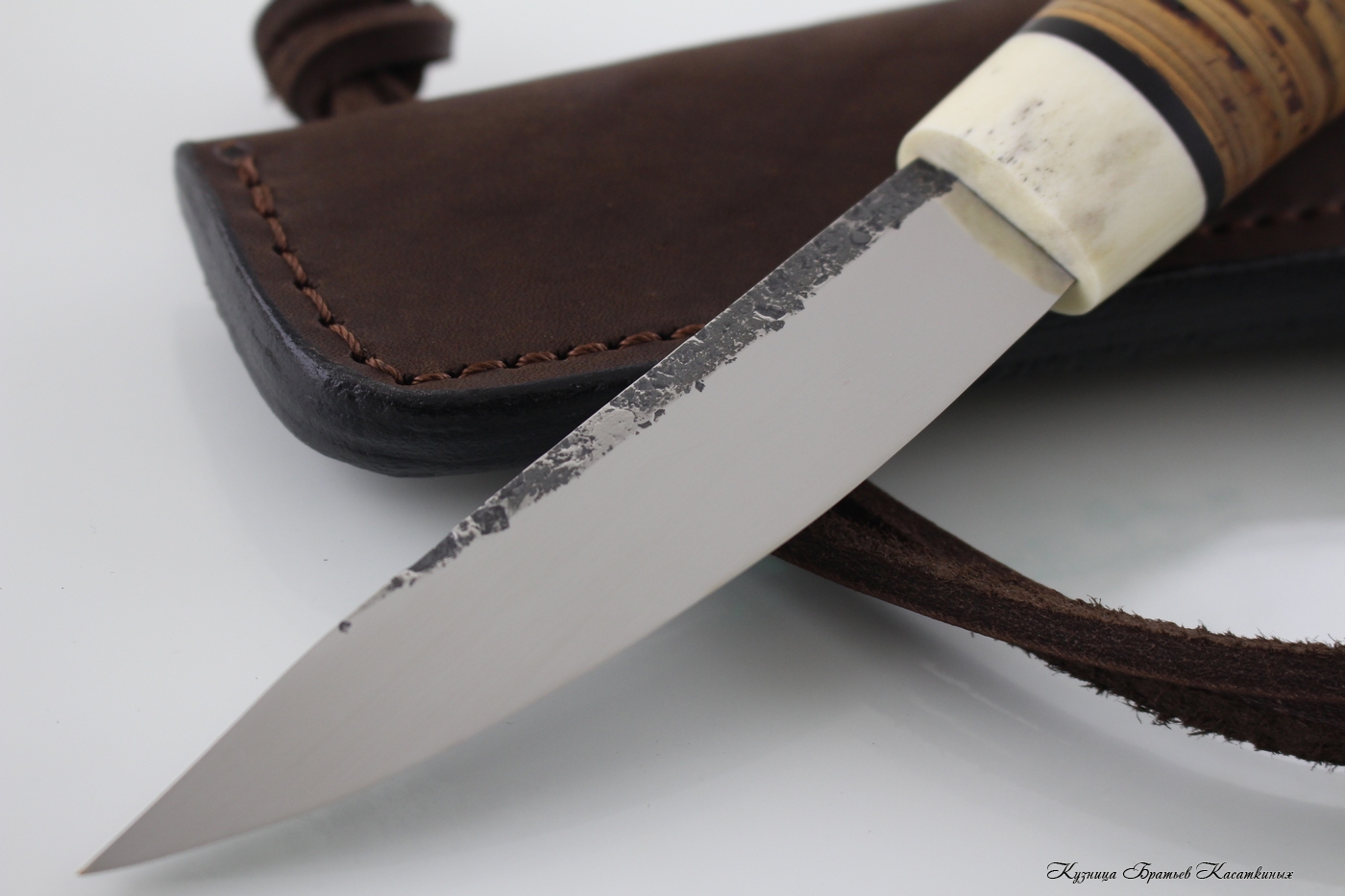 Yakutian knife (small size). Stainless Steel 95h18. Birchbark handle