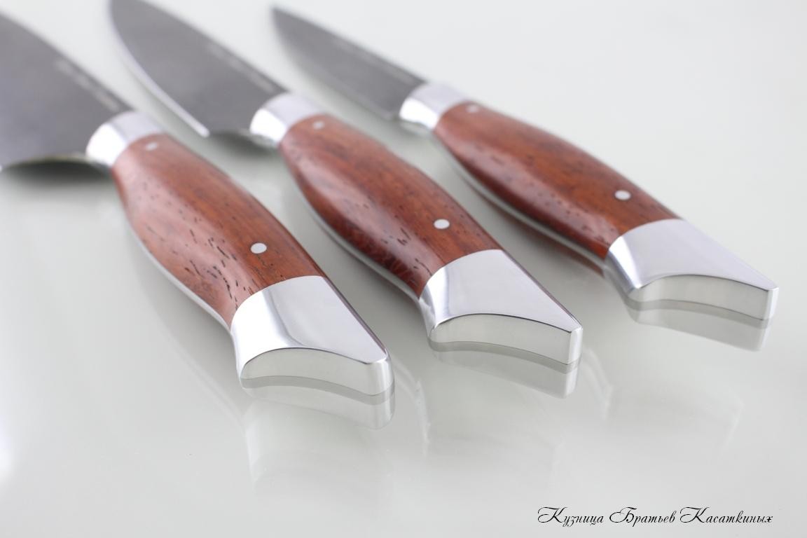  Kitchen Knife Set "Ratatouille". kh12mf Steel. Padouk Handle 