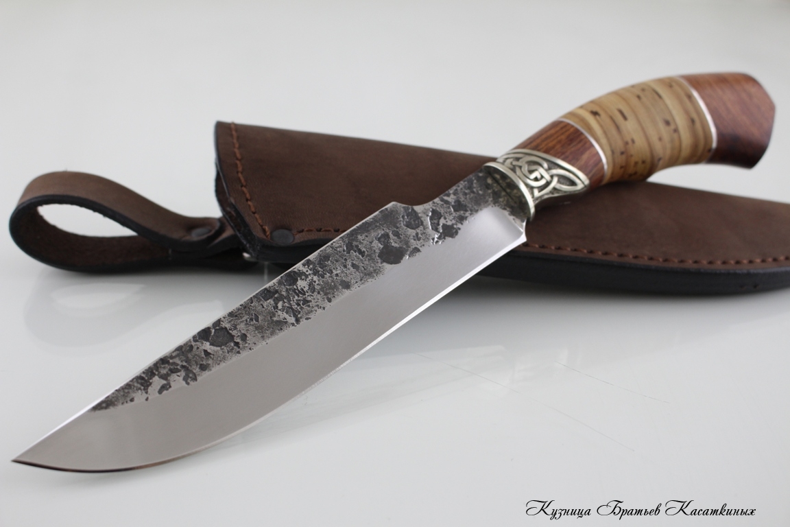 Hunting Knife "Taezhny". Stainless Steel 95h18. Birchbark and Bubinga Handle