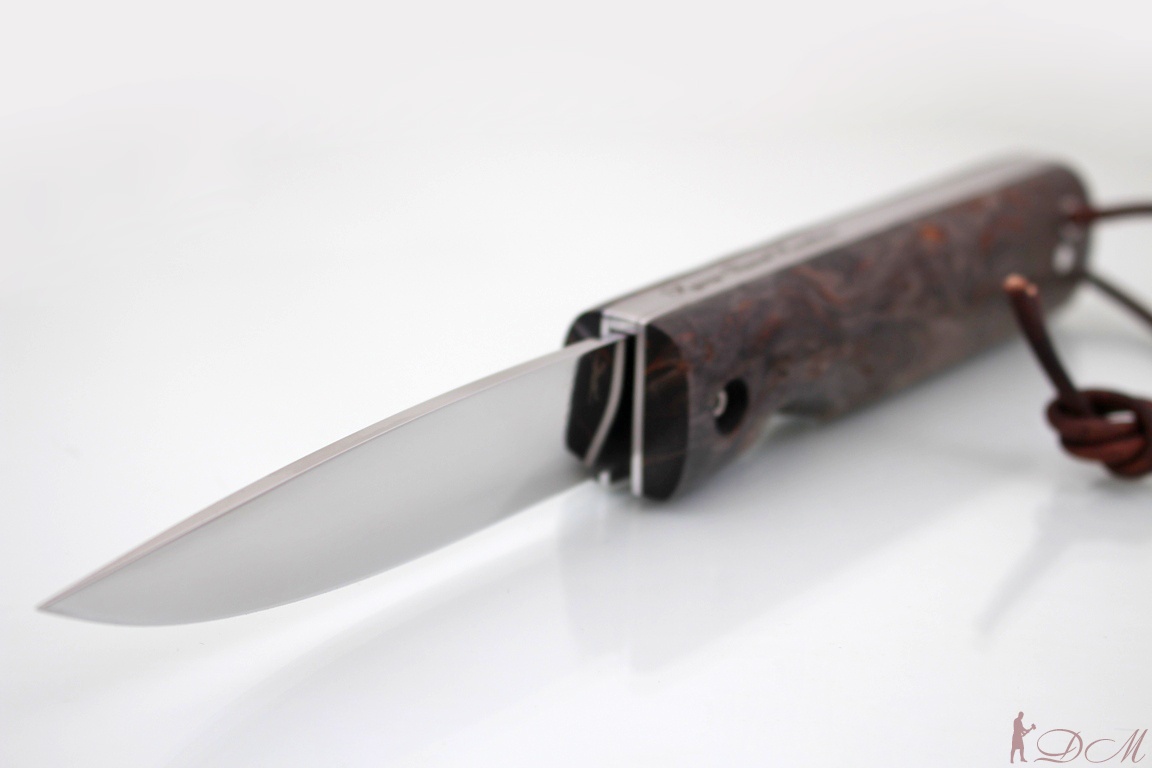 Cкладной якутский нож малый "БЫHЫЧЧА" N690. Рукоять карельская береза (черная).