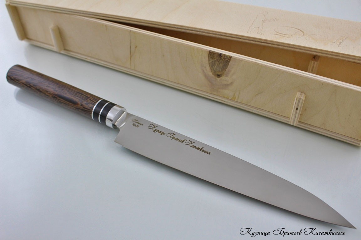 Японский кухонный нож "Янагиба" кованая 95х18. Рукоять Венге.