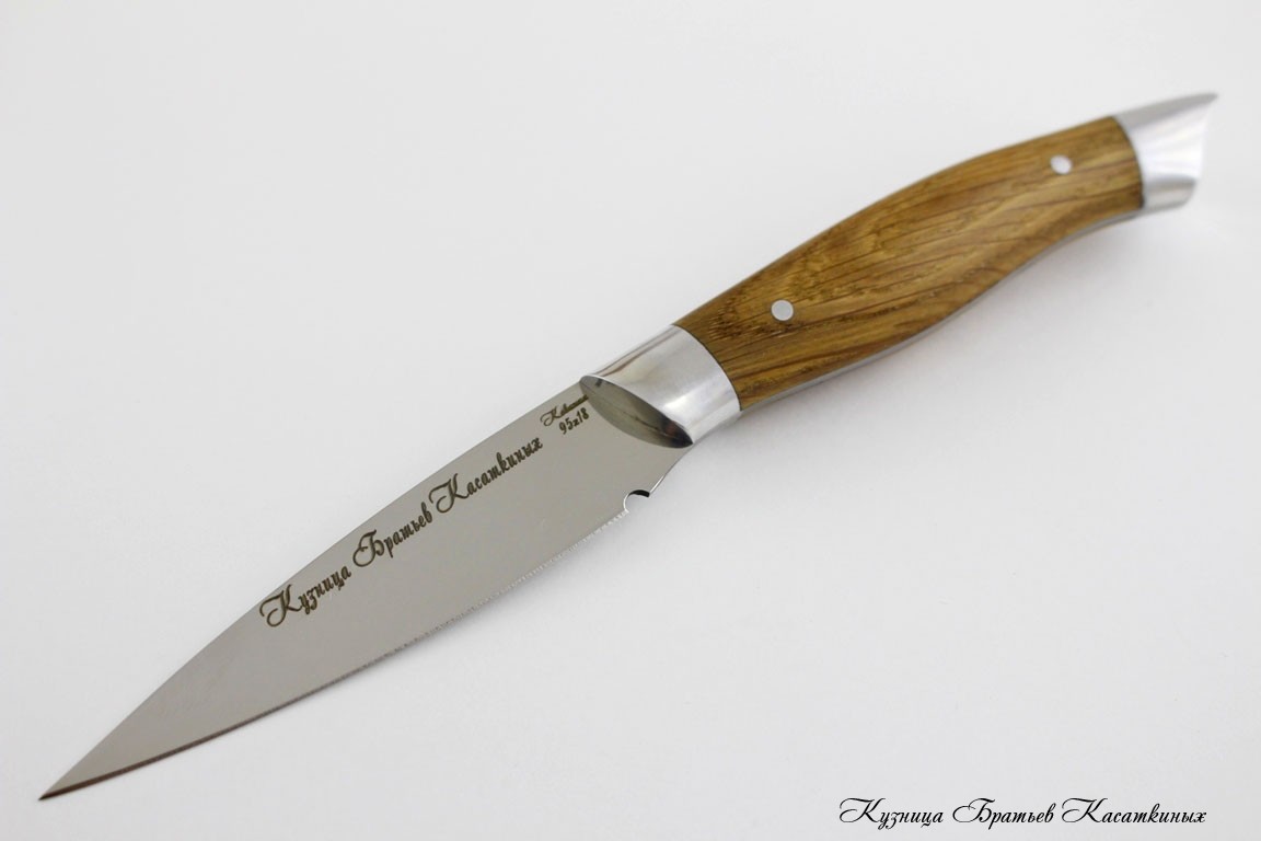 Кухонный овощной нож серии "Рататуй" Сталь 95х18. Рукоять Дуб.
