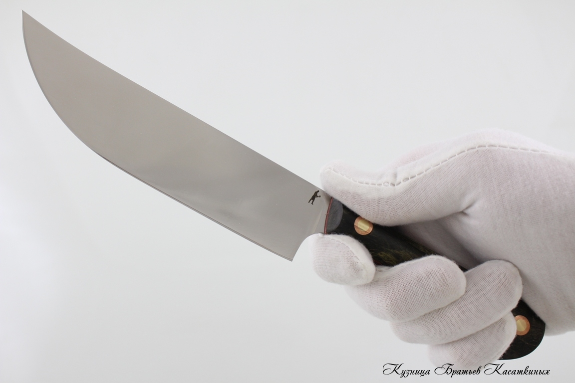   Uzbek Kitchen Knife Big Pchak. kh12mf Steel. Karelian Birch Handle 