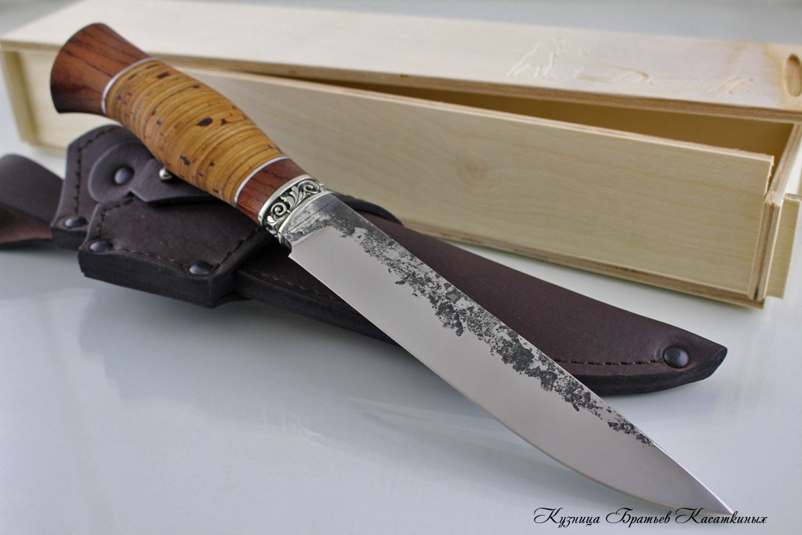 Hunting Knife "Lisa". Stainless Steel 95h18. Bubinga and Birchbark Handle