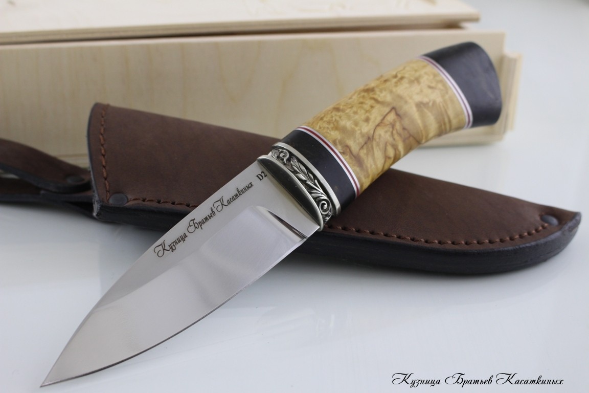 Hunting Knife "Klyk". D2 Steel. Karelian Birch Handle