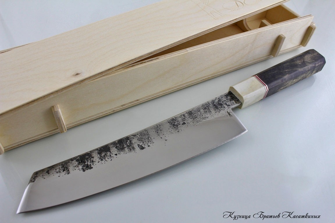 Кухонные ножи Японский кухонный нож "Кирицуке" Кованая х12мф. Рукоять карельская береза. 