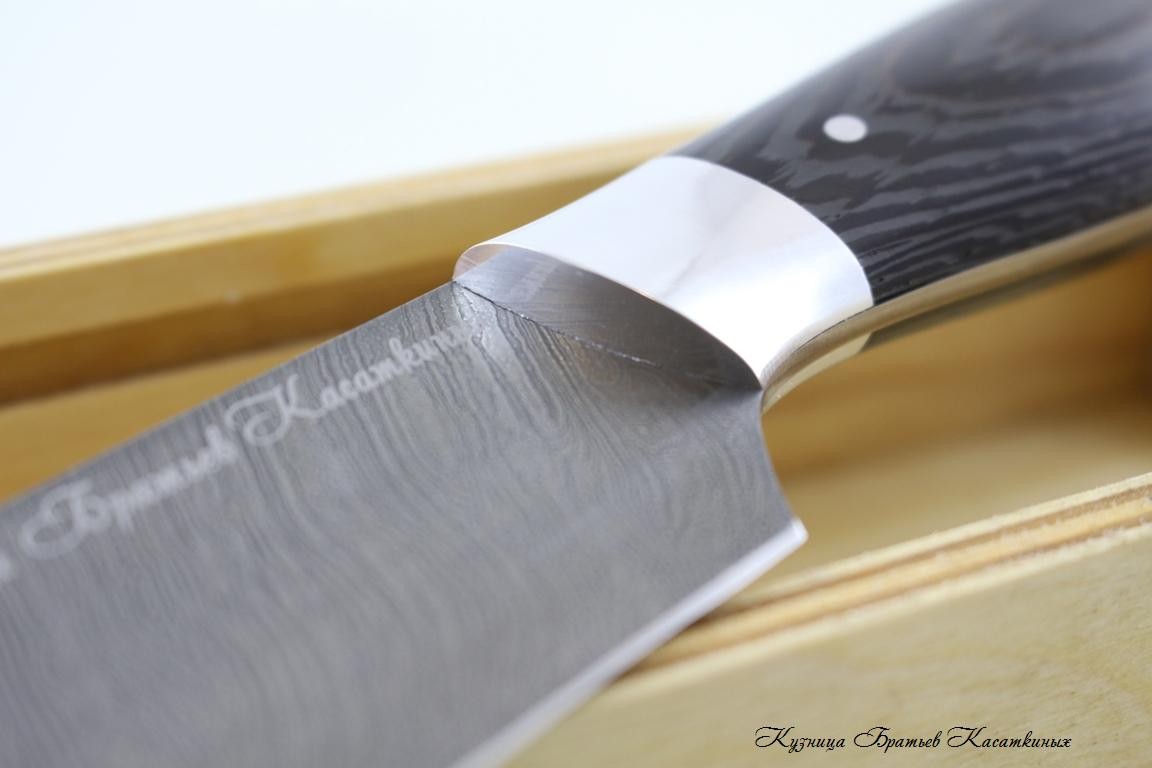 General-Purpose Kitchen Knife. Damascus Steel. Wenge Handle