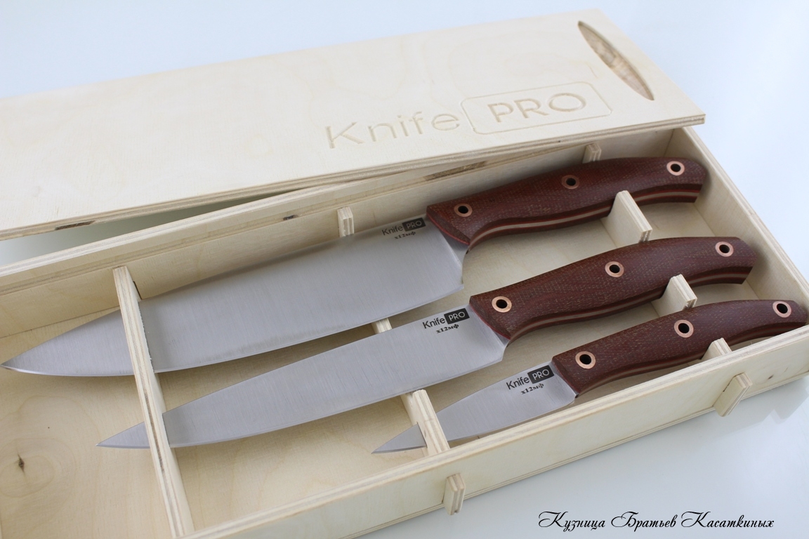   Kitchen Knife Set "KnifePRO" Professional Series. Textolite Handle 