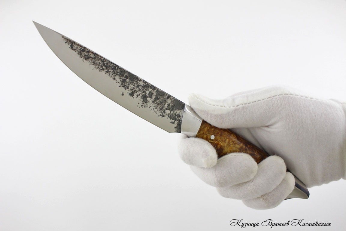   Kitchen Knife Set "Ratatouille". 95kh18 Steel (hammered). Karelian Birch Handle (light brown) 