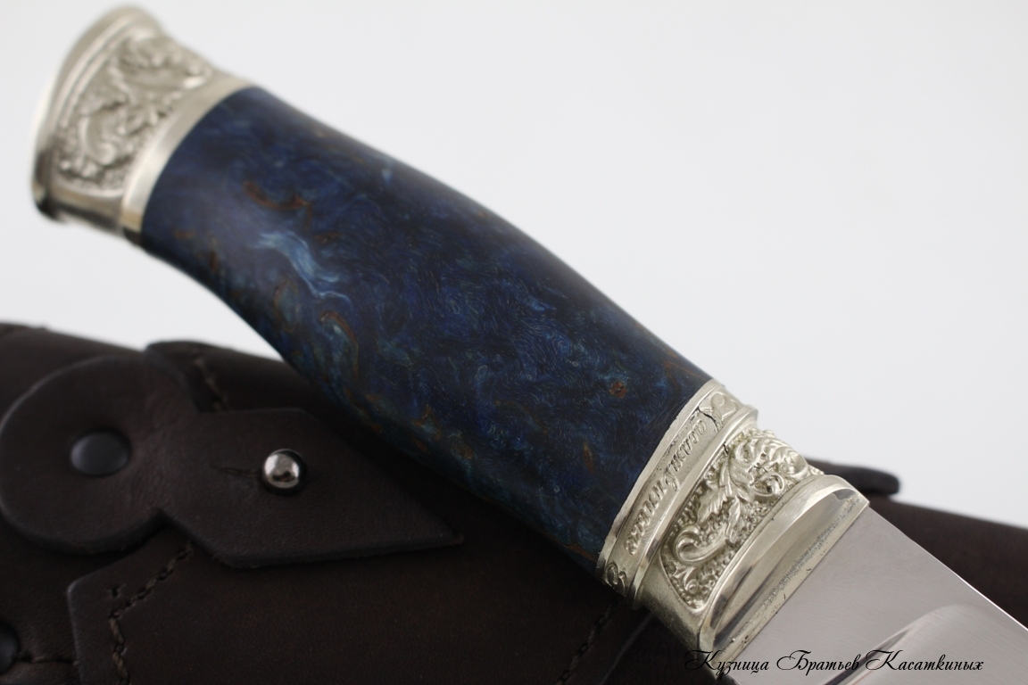 Нож "Засапожный" сталь Bohler k 340. Рукоять карельская береза синяя.