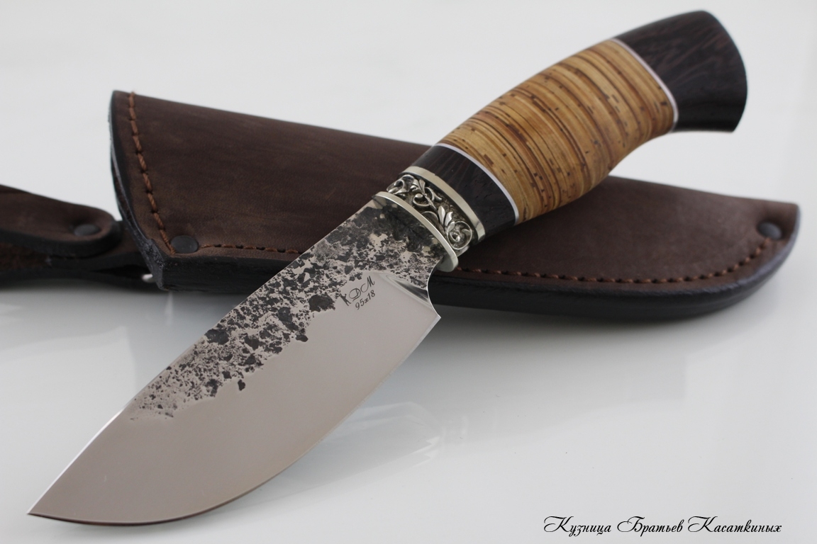 Hunting Knife "Sova". Stainless Steel 95h18. Birchbark and Wenge Handle