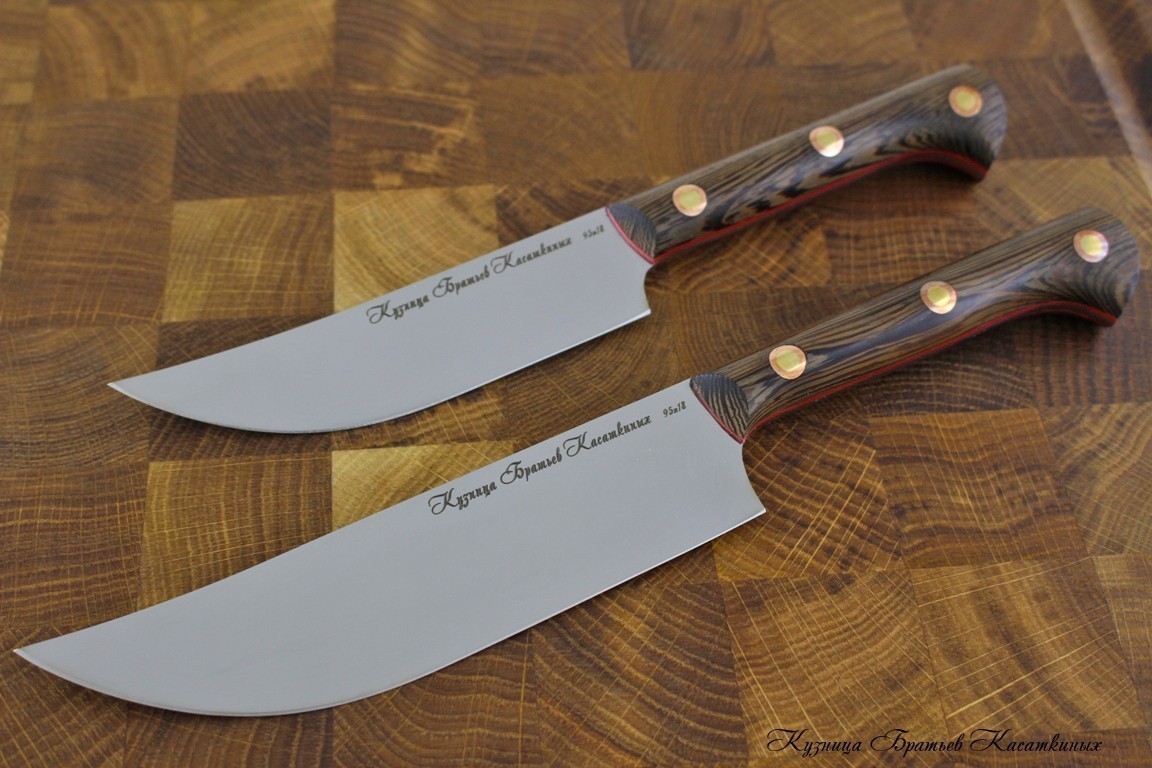 Кухонные ножи Набор из 2-х кухонных ножей "Узбекский" Сталь 95х18. Рукоять дерево Венге. 