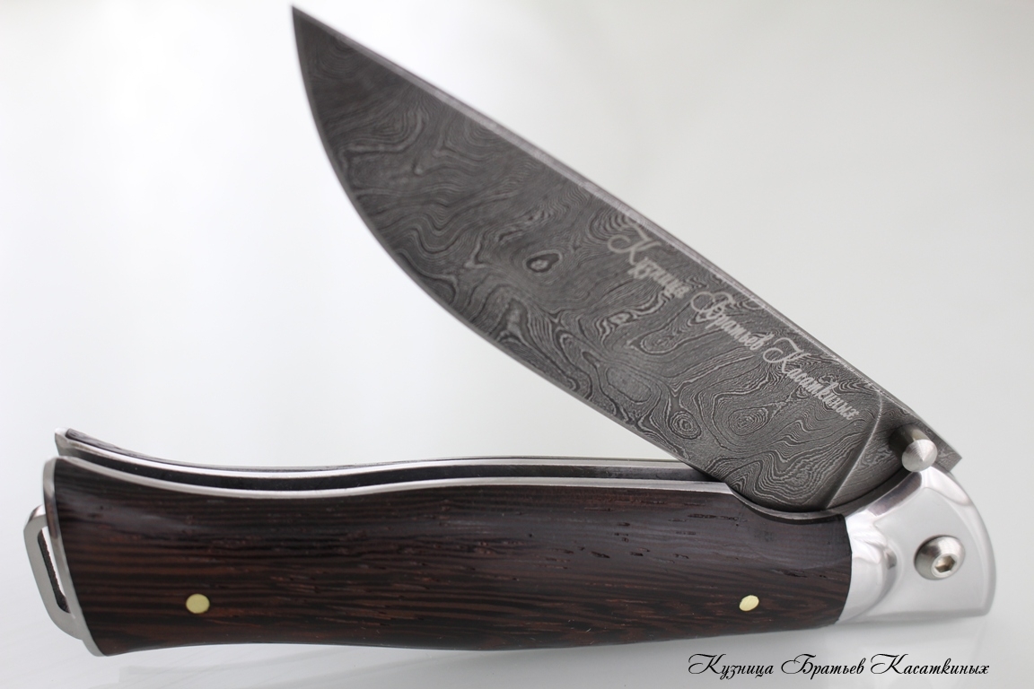 Folding knife "Legioner". Damascus Steel. Wenge Handle