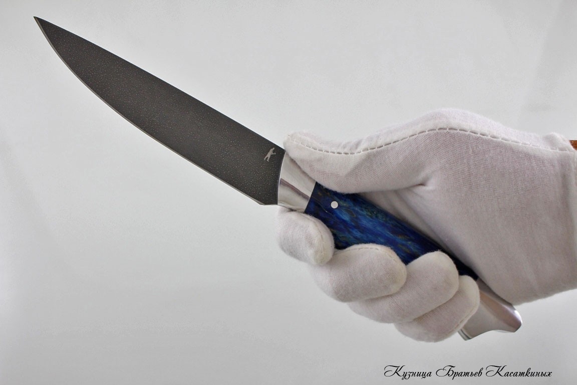 Кухонные ножи Набор кухонных ножей "Рататуй" Кованая алмазная сталь ХВ-5. Рукоять карельская береза(Синяя). 