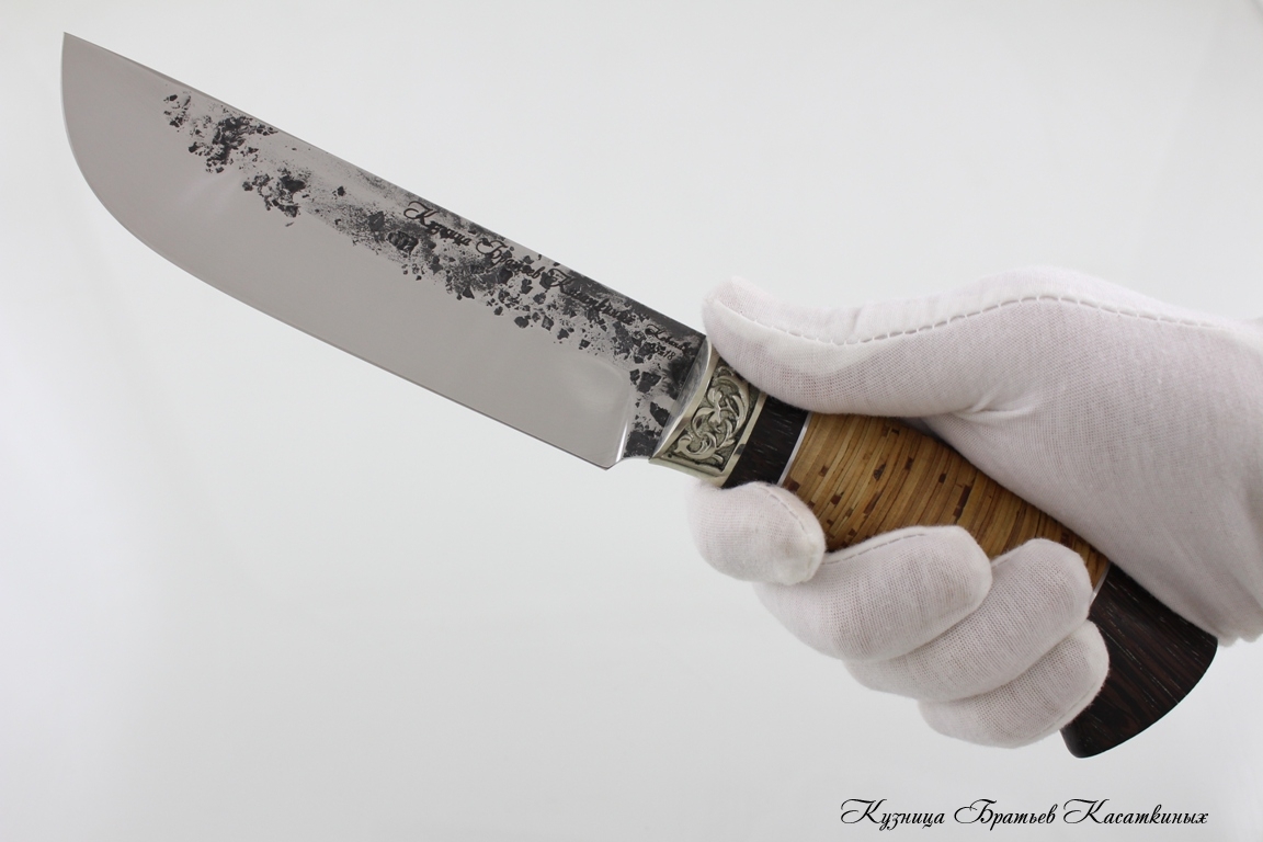 Hunting Knife "Medved". Stainless Steel 95h18. Birchbark and Wenge Handle