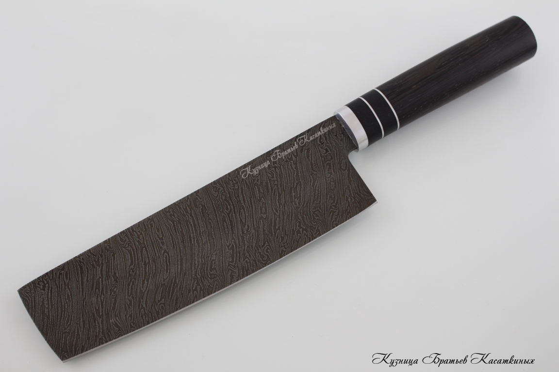 Set of 5 Kitchen Japanese Knives "Samurai". Damascus Steel. Wenge Handle