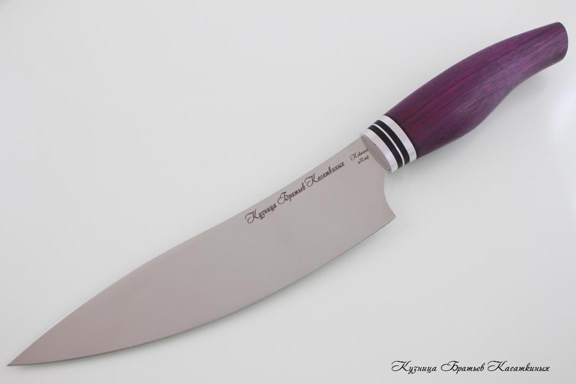   Kitchen Knife Set "Master Chef". kh12mf Steel. Amaranth Handle 