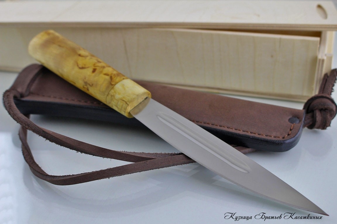 Yakutian knife (medium size). Stainless Steel 65h13. Karelian Birch handle