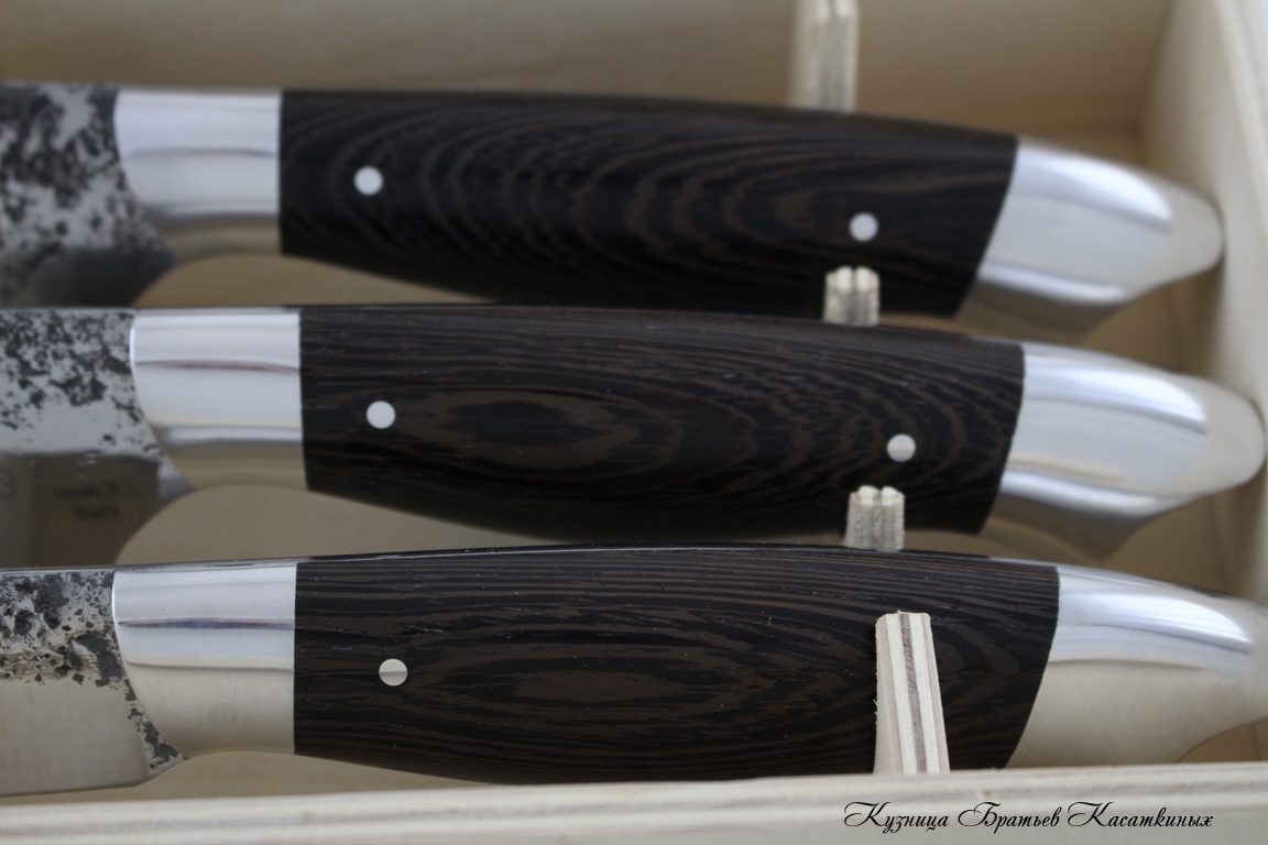 Кухонные ножи Набор кухонных ножей "Рататуй" Кованая сталь 95х18. Рукоять дерево Венге. 