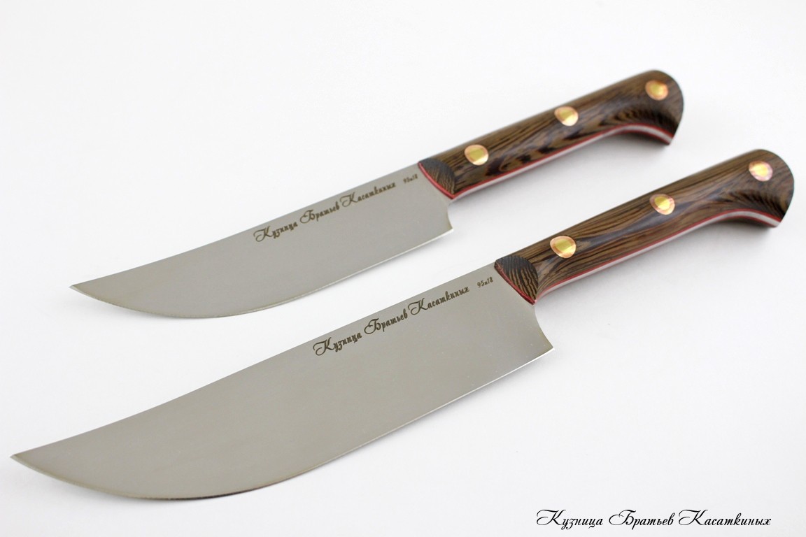   Set of 2 Uzbek Knives. 95kh18 Steel. Wenge Handle 