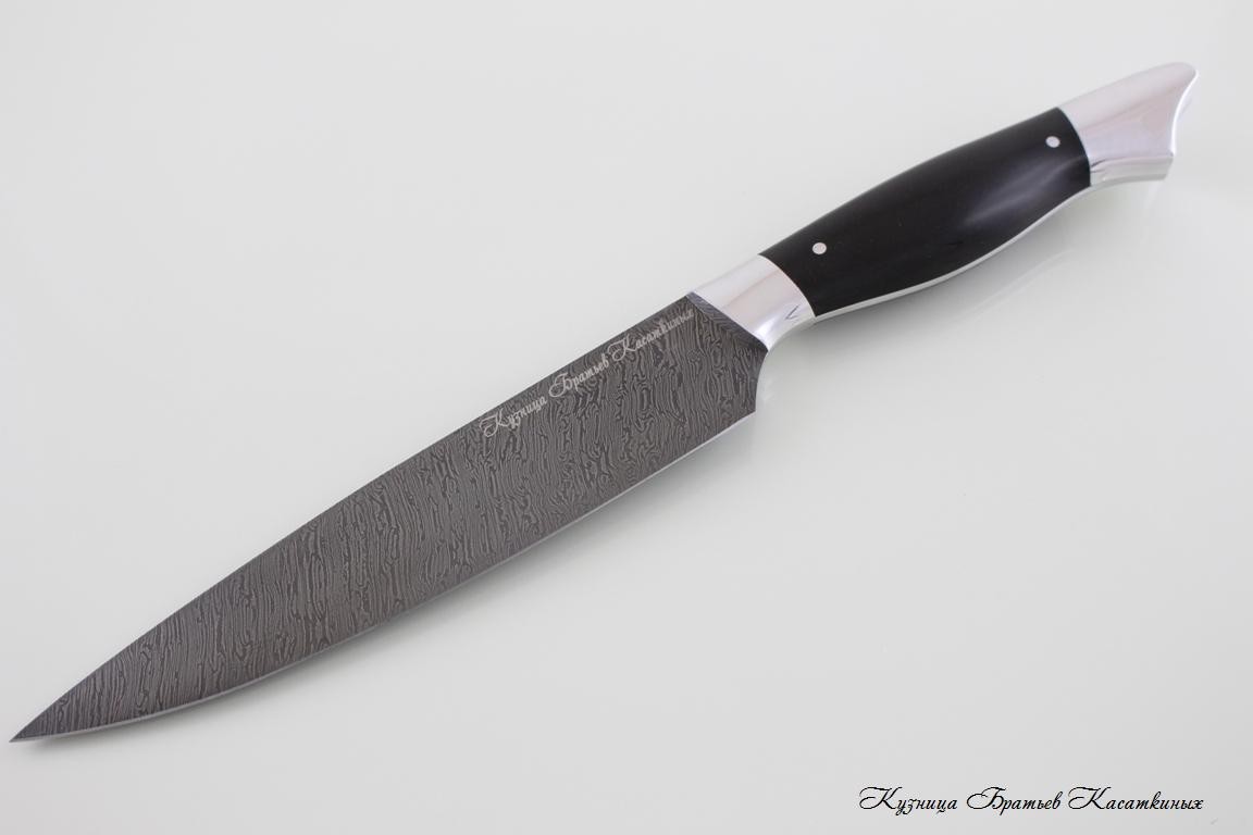   Kitchen Knife Set "Grand Ratatouille". Damascus Steel. Hard Rubber Handle 