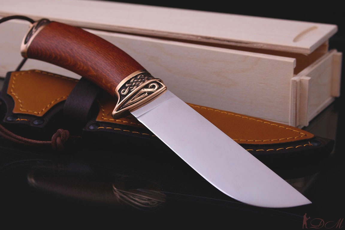 Охотничий нож "Филин" кованая 95х18. Рукоять Бронза, дерево Лайсвуд.